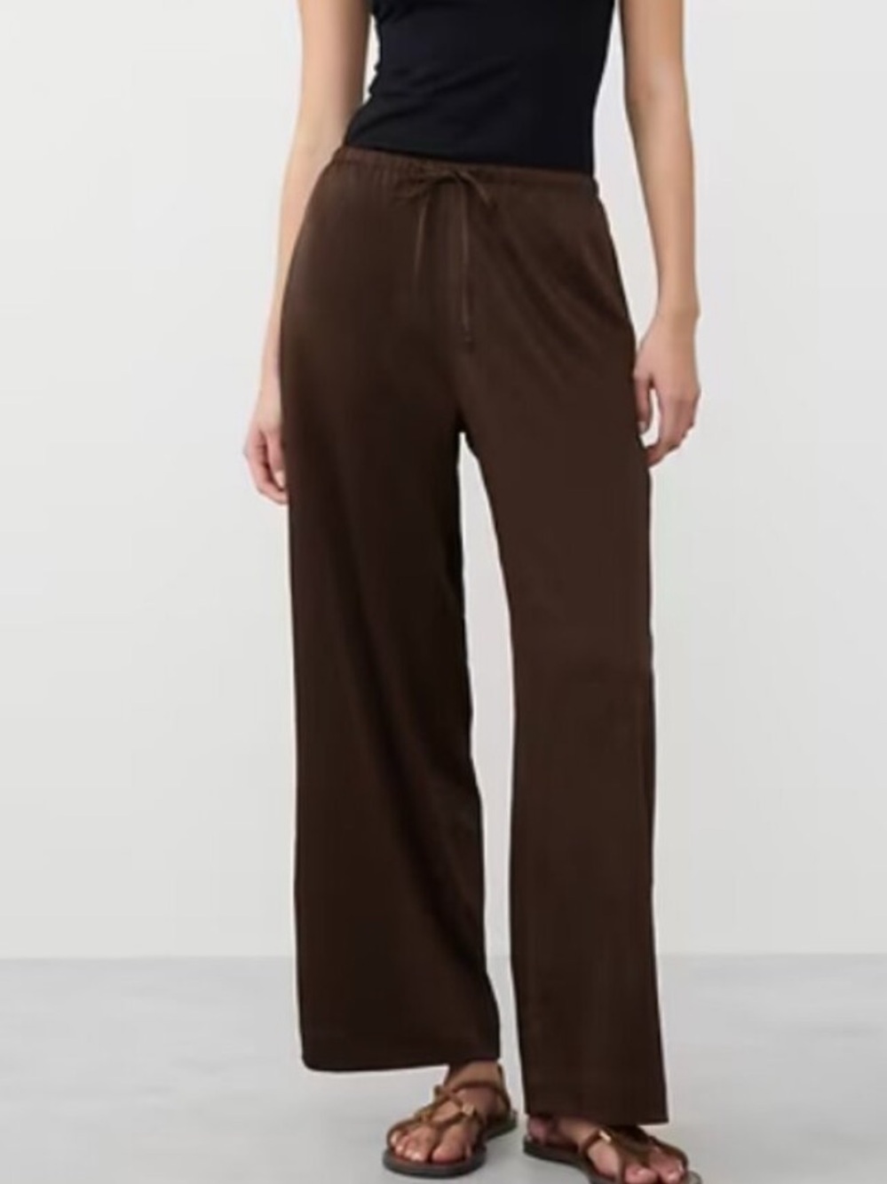 New Banana Republic Wide Leg Crinkle Satin Pants Brown